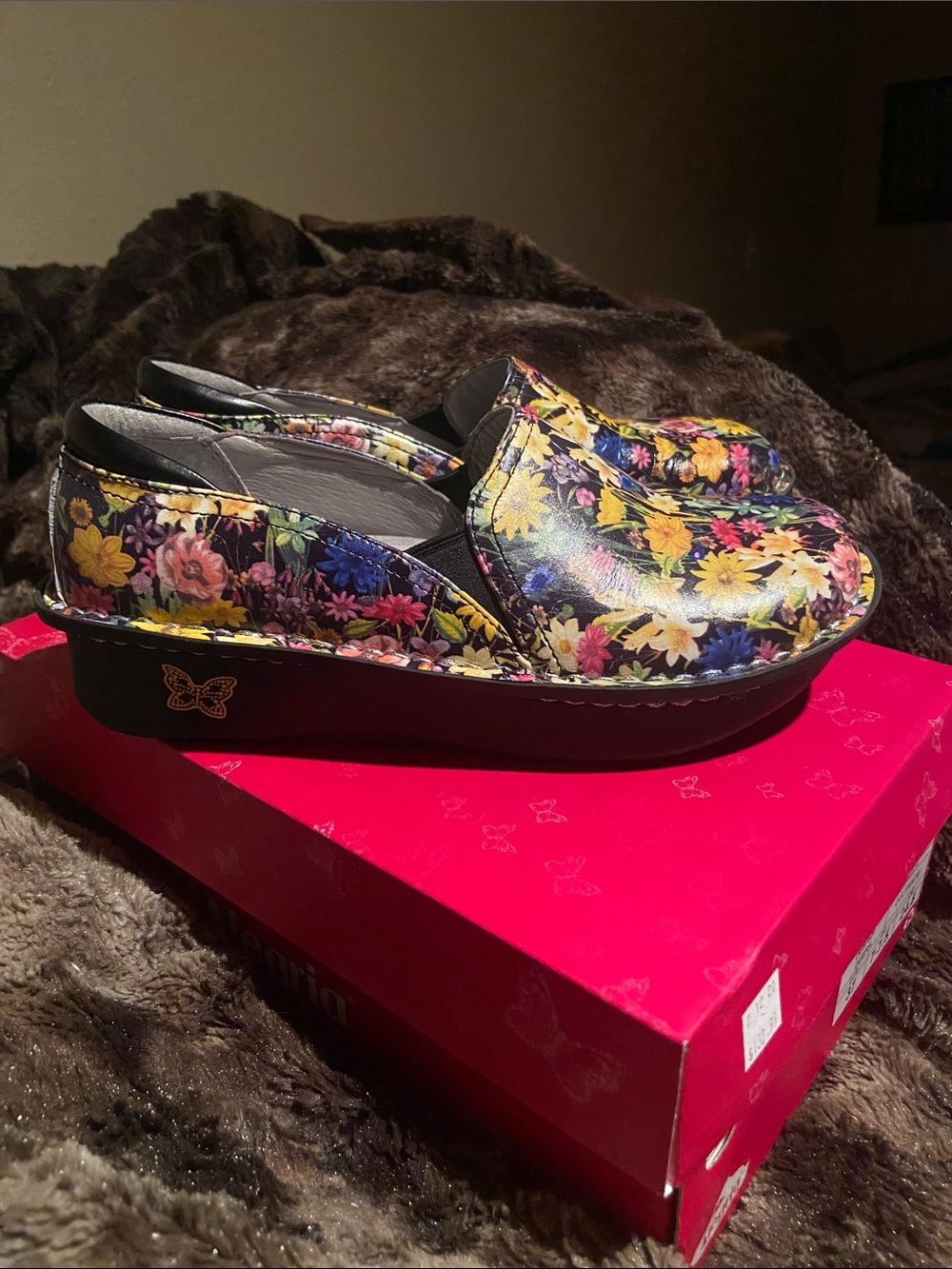 Alegria Black Floral Slip-On Clogs - Picture 3 of 13
